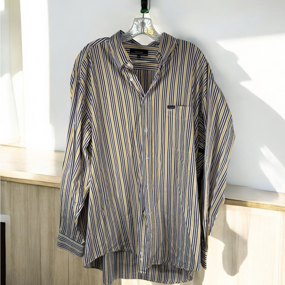 Long Sleeve mess dress shirt Faconnable XXL Striped Button Up Shirt Mens - Picture 1 of 4
